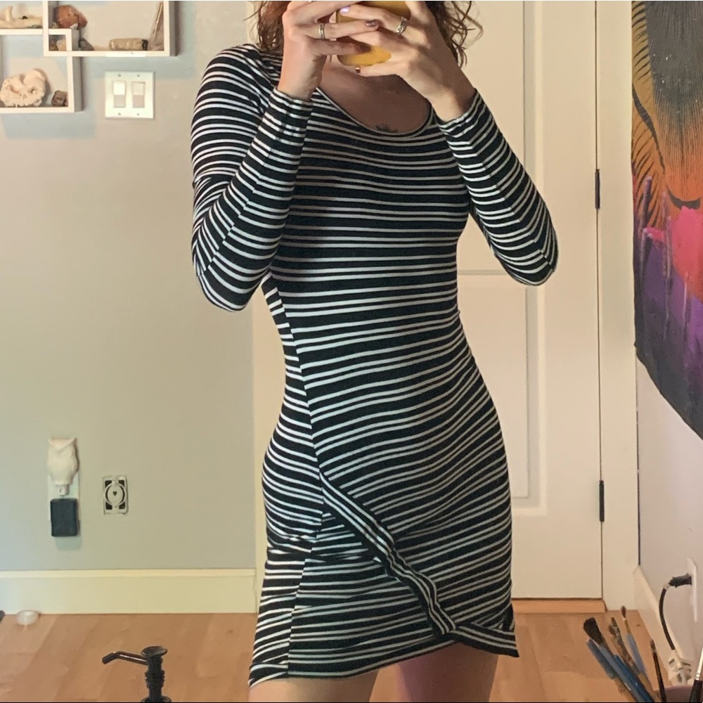 skin tight striped mini dress